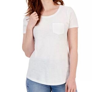 Style & Co. White Short Sleeve Tee